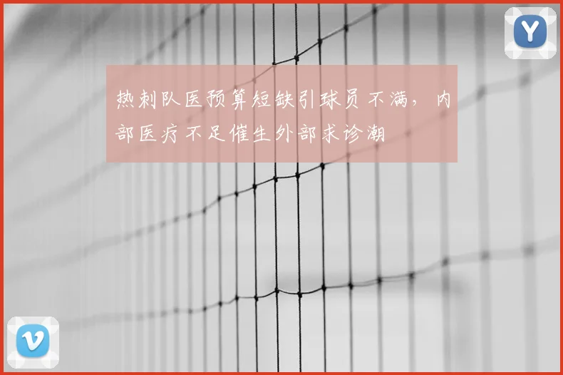 热刺队医预算短缺引球员不满，内部医疗不足催生外部求诊潮